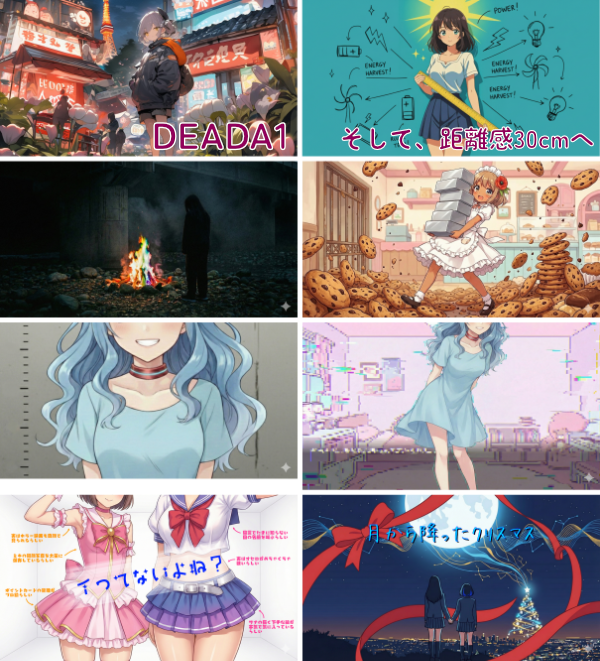 ~これまであまねけ!に設定されたAI生成画像のサムネイル一覧